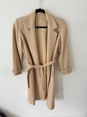 Vintage Classic Beige Belted wool Trench Coat